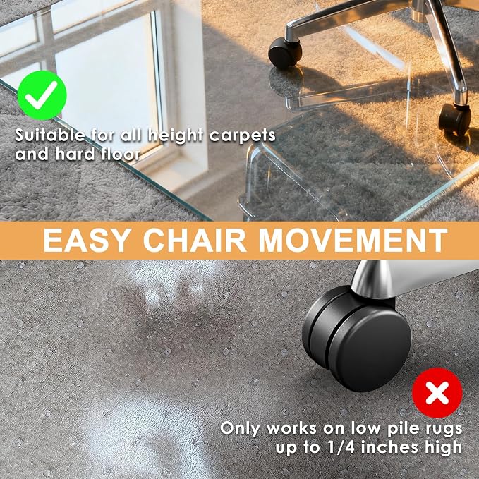 Azadx Tempered Glass Chair Mat for Carpet 32" x 48" Heavy Duty Office Chair Mat - Image 4