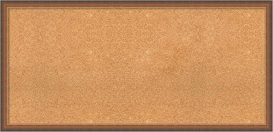 Amanti Art Natural Cork Board for Wall, 22x46 Vision Board with Bronze Frame, Oversize Corkboard Office Decor for Home Organization, Modern Corkboard Pinboard to Display Items for Home Organization-DeskLoop Office