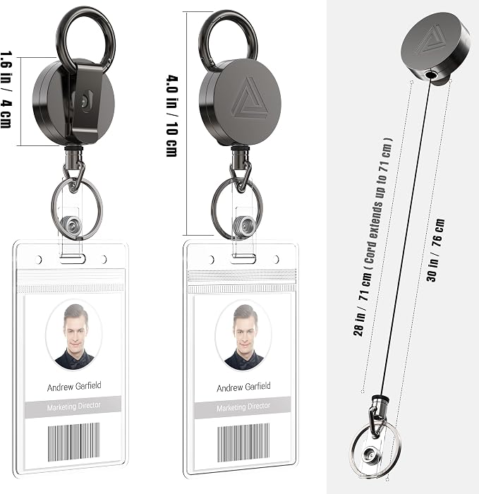 2 Pack Heavy Duty Metal Retractable Badge Holder Reel - Image 5