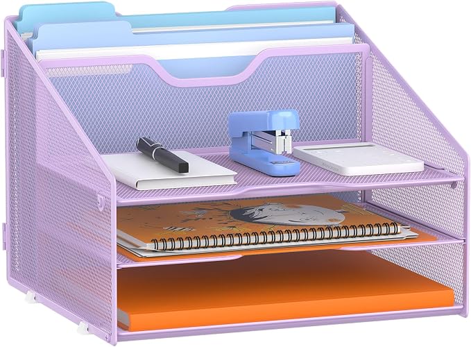 GAWERK Letter Tray Organizer, Mesh Desk File Organizer by Gawerk