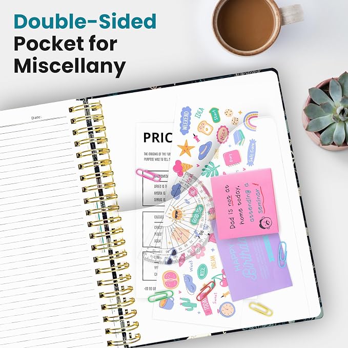 Large Lined Spiral Journal for Women Cute Hardcover 5 Subject Notebook for Work - Image 6