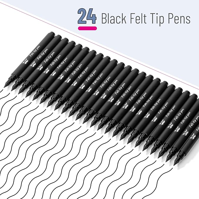 Mr. Pen- Black Felt Tip Pens, Fine Point, 24 Pack, Fast Drying, No Smear | Bulk - Image 2