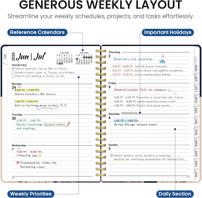 Planner 2026-2027, Academic Year Monthly and Weekly Calendar Planner, Jul 2026 - Image 3