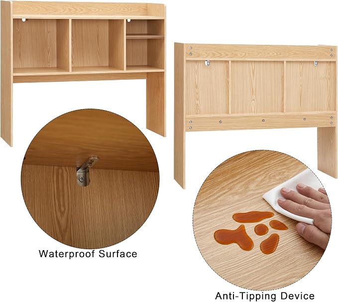 Nromant Desktop Bookshelf, Wooden Desk Storage Hutch - Image 6