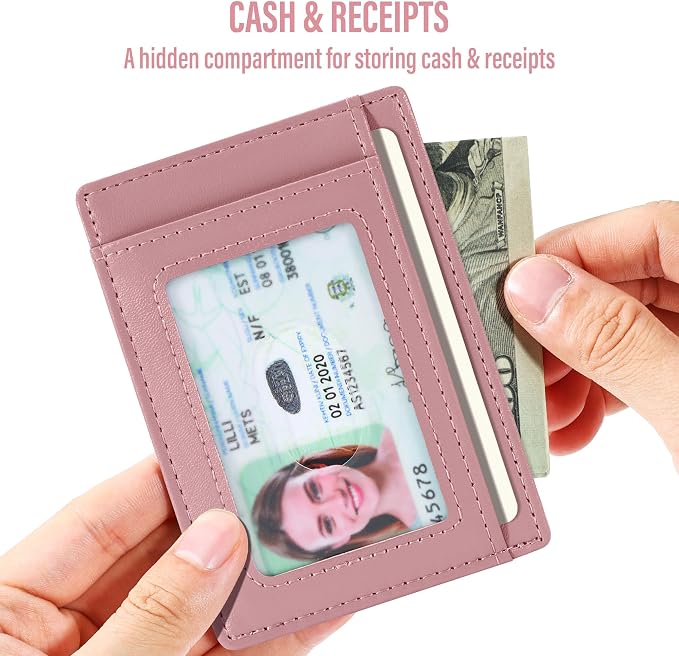 Travelambo Slim Wallet Front Pocket Minimalist Leather RFID Blocking Medium Size - Image 6