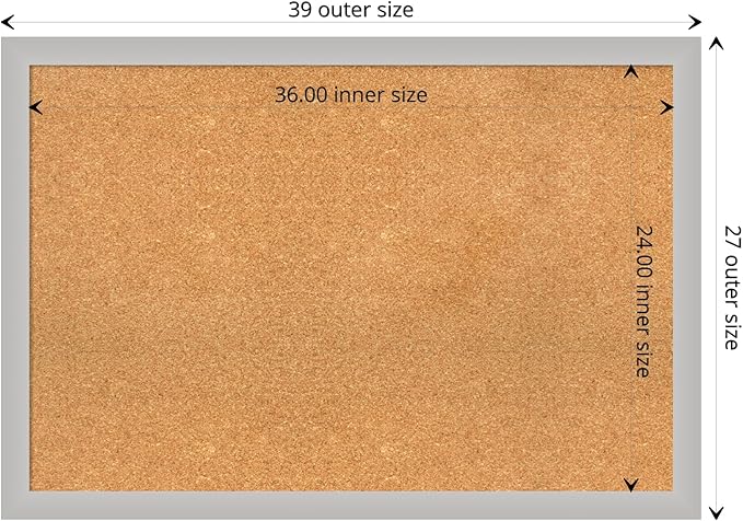 Amanti Art Natural Cork Board for Wall, 27x39 Vision Board with Silver Wood Frame, Large Corkboard Office Decor for Home Organization, Modern Contemporary Corkboard Pinboard to display items for home-DeskLoop Office