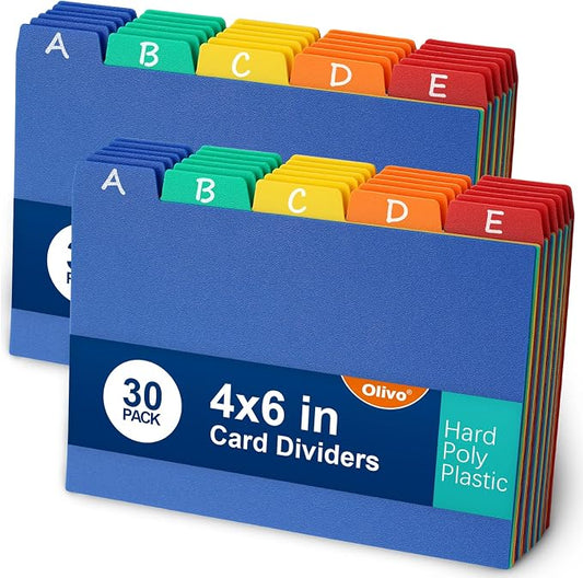 Olivo Index Card Dividers Tabs 4x6 Poly Plastic Card File Guides 4" x 6" by Unknown