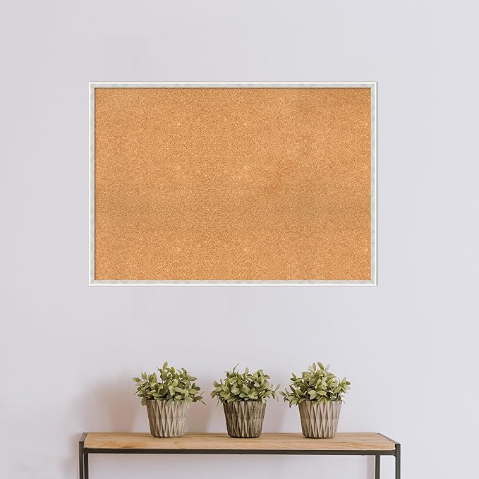 Amanti Art Natural Cork Board for Wall, 29x41 Vision Board with White Frame, X-Large Corkboard Office Decor for Home Organization, Modern Corkboard Pinboard to Display Items for Home Organization in-DeskLoop Office
