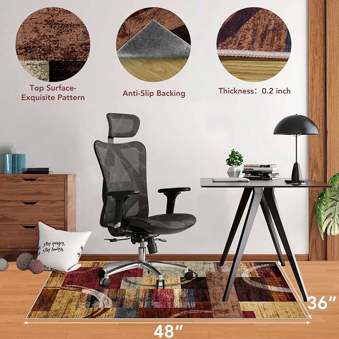 Office Chair Mat for Hardwood Floor&Tile Floor, Under Desk Rug for Rolling - Image 2