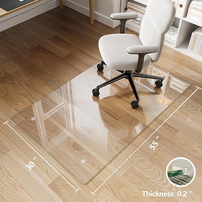 Koonmi Chair Mat for Carpet, Tempered Glass 30"x55" Office Chair Mat, Glass - Image 5