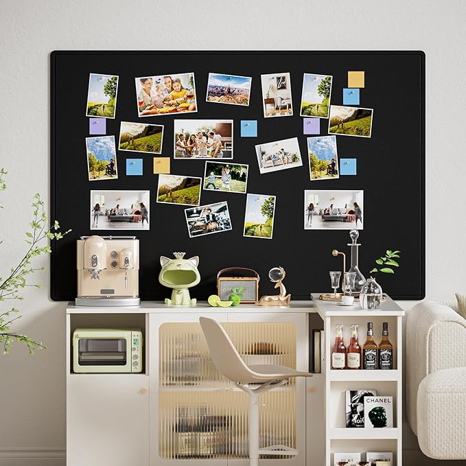 MaxGear Extra Large Bulletin Board 72" x 48", Foldable Felt Board Vision Board Supplies, Cork Board for Office, Home, School, Small Pin Boards for Walls Decorative Display Board Black-DeskLoop Office