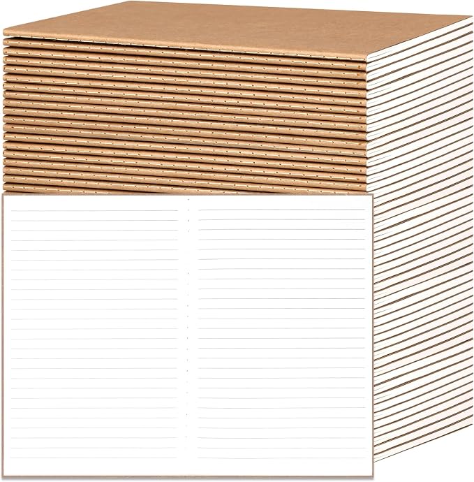 EOOUT 48 Pack A5 Lined Kraft Notebooks, Travel Journals Bulk 8.3x5.5in College by EOOUT