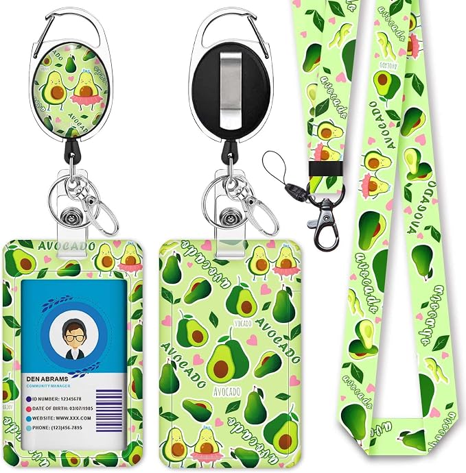 Cute Avocado Badge Reels Retractable by Giancomics