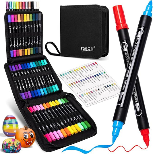 TANMIT 48 Colors Dual Tip Acrylic Paint Markers, Paint Pens Set by Createsomethingwonderfultoday