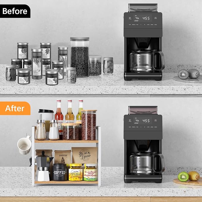 RUILALIFE Kitchen-Countertop-Organizer-Shelf, 2 Tier Coffee Bar Station - Image 6