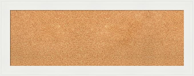 Amanti Art Natural Cork Board for Wall, 15x39 Vision Board with White Frame, Medium Corkboard Office Decor for Home Organization, Casual Corkboard Pinboard to Display Items for Home Organization in-DeskLoop Office