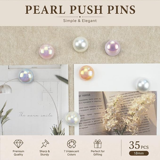 36 PCS Pearlescent Cute Push Pins, Colorful Decorative Push Pins Thumbtacks | - Image 4