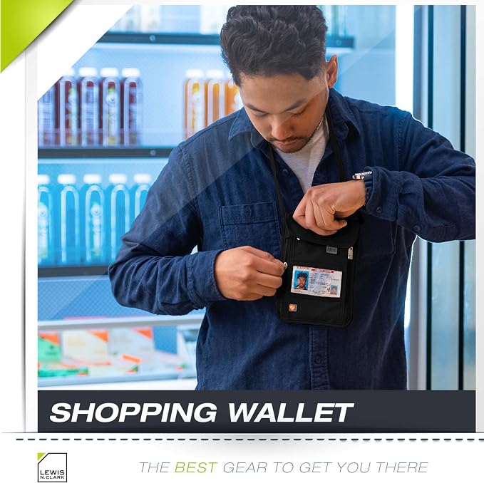 Lewis N. Clark RFID Blocking Stash Neck Wallet, Travel Pouch + Passport Holder - Image 8