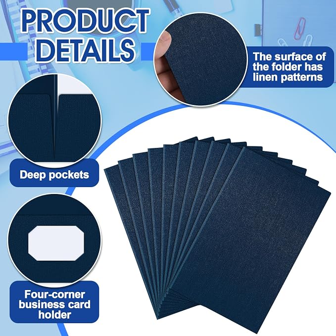 25 Pack 9" x 14.5" Legal Size Folders Linen Presentation Folders Bulk - Image 3