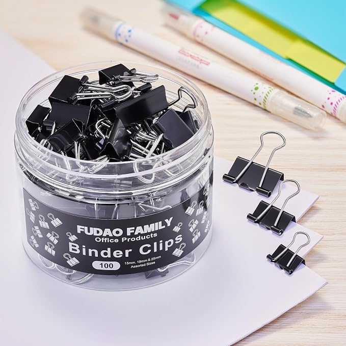 100pcs Binder Clips Assorted Sizes, Mini 3 Sizes - Image 6