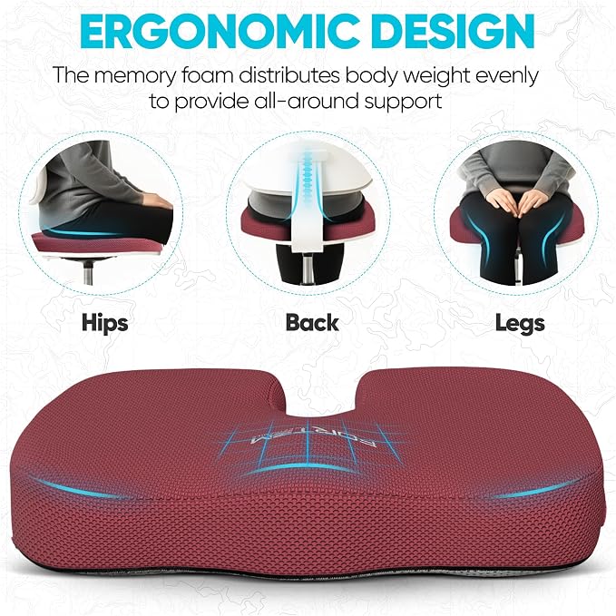 FORTEM Seat Cushion, Office Chair Cushion, Memory Foam Car Seat Cushions - Image 7