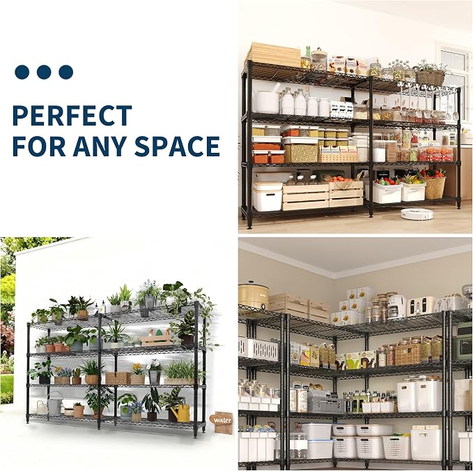 MilleLoom Metal Storage Shelves 4-Tiers, Adjustable Standing Wire Rack Shelf - Image 8