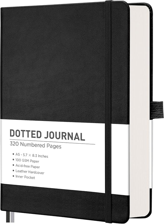 RETTACY Bullet Dotted Journal Notebook, 320 Numbered Pages, A5 Medium Size by RETTACY