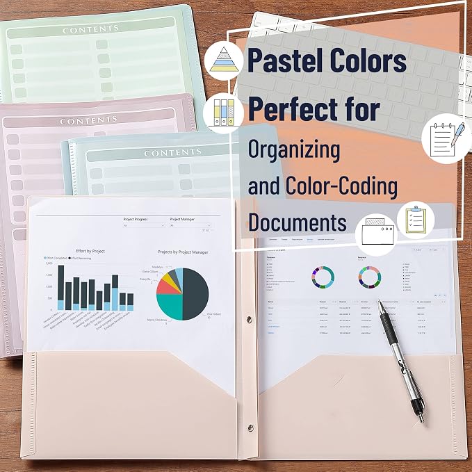 Mr. Pen- Plastic Folders with Clear Front Pocket, Pastel Colors | File Folders - Image 5