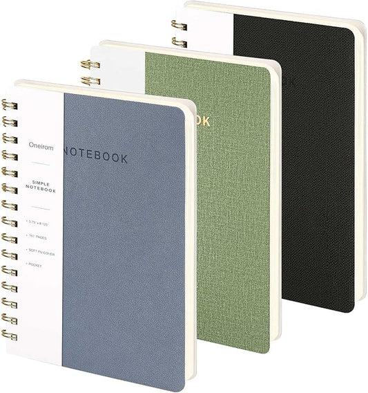 Lined Spiral Notebook College Ruled A5 Journal Book for Note Taking, 160 Pages Writing Journal for Office and Home School Supplies 5.75x8.125 inch - Green Blue Black-DeskLoop Office