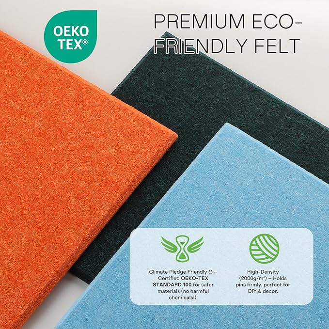 MaxGear Felt Bulletin Board 36" x 24", 6 Pack 11.8" x 11.8" Wall Panels - Image 2