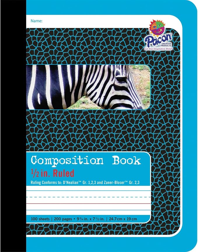 Pacon Composition Book, D'Nealian 1-3, Zaner-Bloser 2-3, Illustration by Pacon