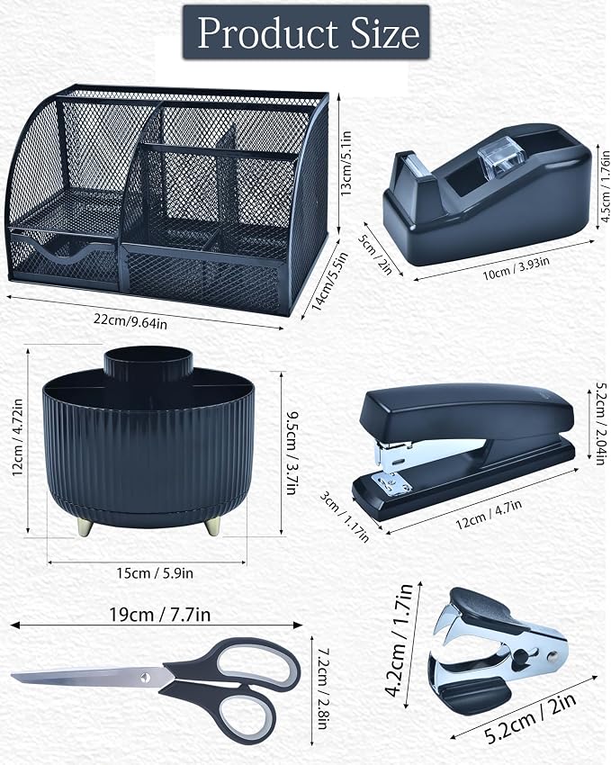 LXEVIHK 20Pcs Black Desk Organizers and Accessories - Image 5