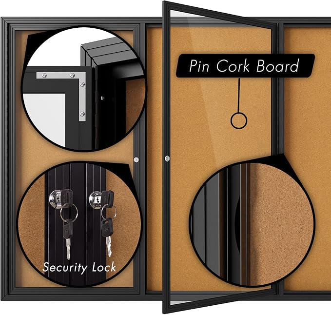 INNOVART Enclosed Bulletin Board 72”x48”, Lockable Cork Noticeboard - Image 4