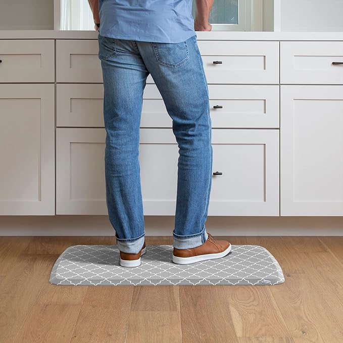 GelPro Elite Trellis Light Grey Kitchen Comfort Mat, 20" x 36-DeskLoop Office