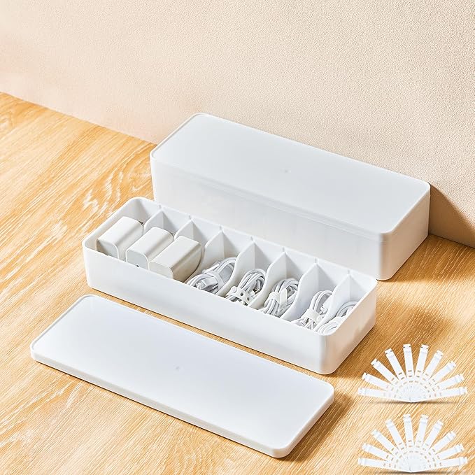 Tatuo 2 Pcs Cord Organizer for Drawer Desktop, Cable Organizer Box by Tatuo