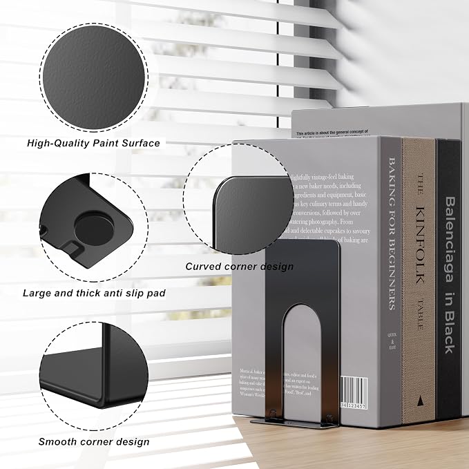 Optomni Book Ends, 3 Pairs of Small Bookends - Image 6