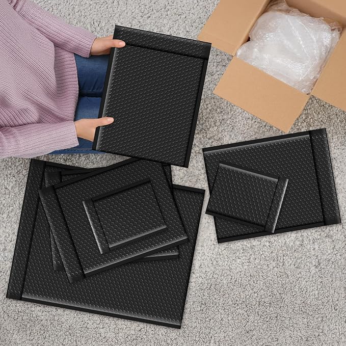 Fuxury Bubble Mailers 9.5x14.5" 25 Pack Black Large Padded Envelopes | Usable - Image 9