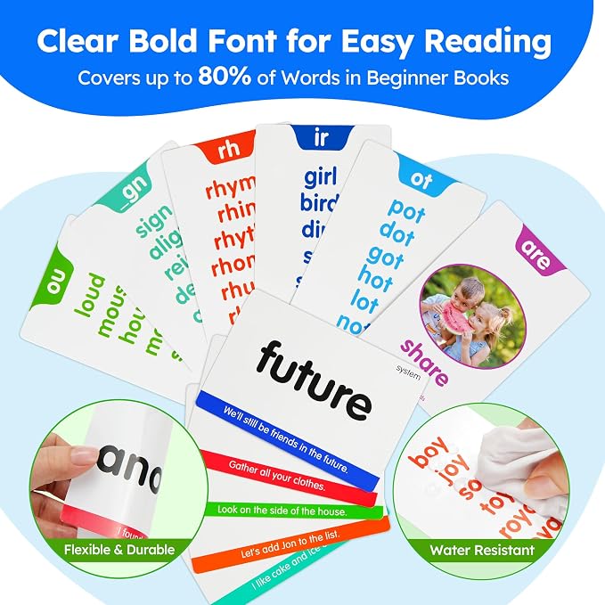 BenBen Sight Words & Phonics Flash Cards, 500 Sight Words & 800+ Words - Image 7