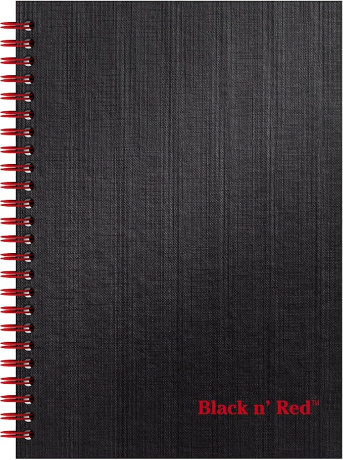 Black n' Red Notebook, Business Journal, 8-1/4" x 5-1/4", 70 Sheets, Optik Paper by BlacknRed