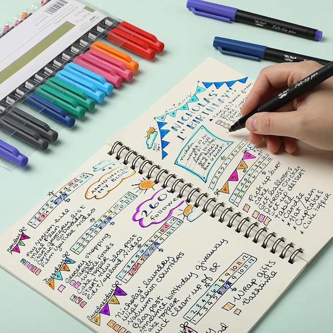 Mr. Pen- Felt Tip Pens, 16 Pack, Fast Dry | Fine Felt Tip Pens - Image 6