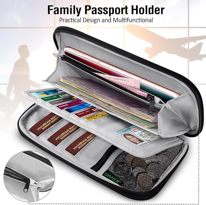BKNOOU Passport Holder Family Rfid Blocking Travel Document Organizer, Travel - Image 3
