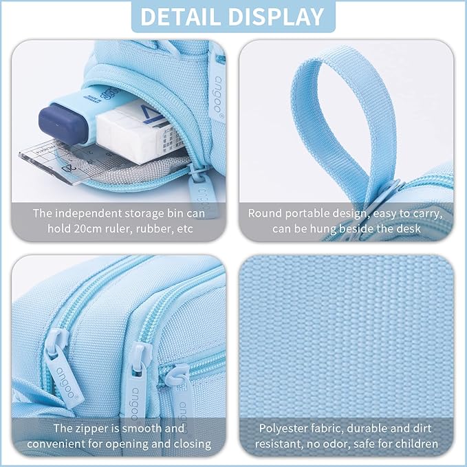 HVOMO Large Pencil Case High Capacity Holder Box Storage bag Desk Organizer Marker Pouch Pen For Middle School Office College Adult Girl and Boy(Blue)-DeskLoop Office