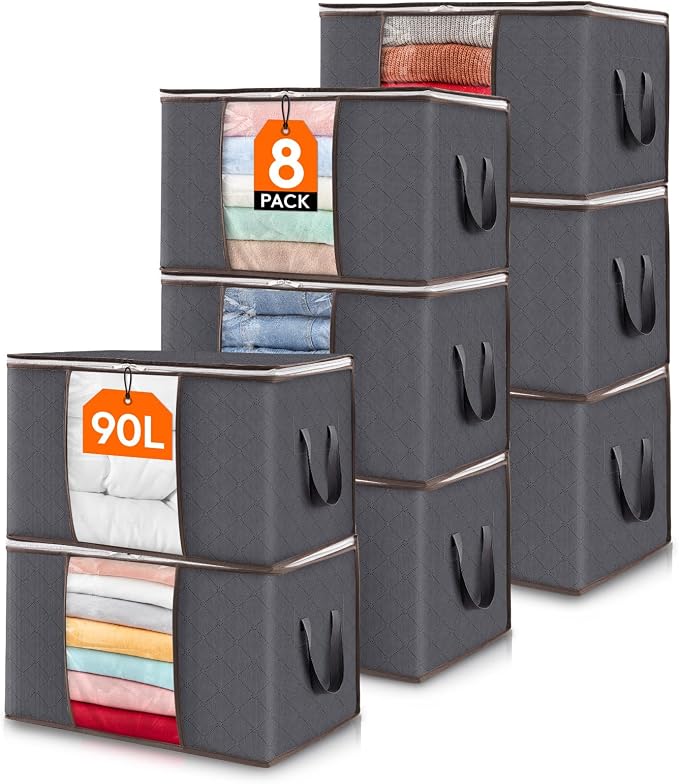 Lifewit 8 Pack 90L Clothes Storage Bins by Lifewit