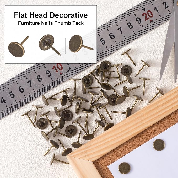 80pcs Metal Thumb Tacks, 0.43x0.66in, Bronze | Metal, Heavy Duty Flat Head - Image 5