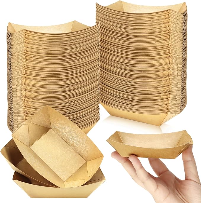 Oomcu 200 Pack 1/4 lb Disposable Kraft Brown Paper Food Boats Nacho Trays by Oomcu