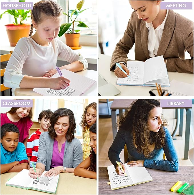 feela 5 Pack Notebooks Journals Bulk, Hardcover Classic Ruled Lined Journals with Pen Holder for Women Girls School Business Supplies, with 5 Black Pens, 120 GSM, 5.1”x8.3”, A5, Pastel Colors-DeskLoop Office