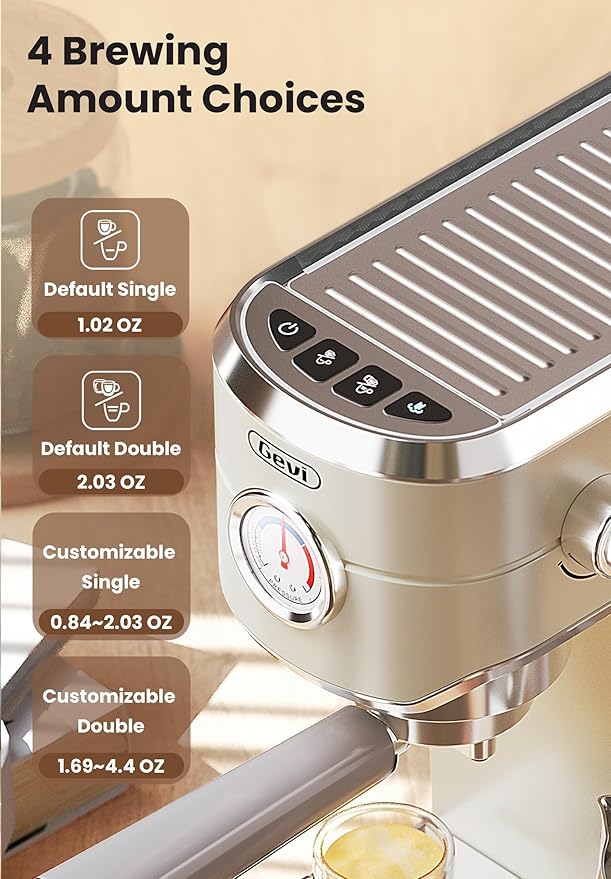 Gevi Commercial Espresso and Coffee Makers, Professional Espresso Maker Latte Machine with Milk Frother, Stainless Steel Expresso Coffee Machines for Home, Compact Cappuccino Machine, Great Gift-DeskLoop Office