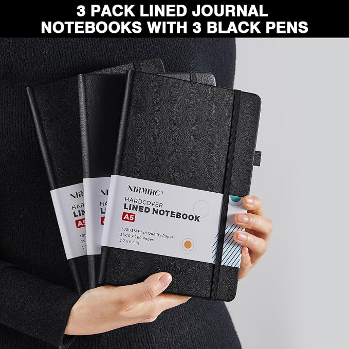 Lined Journal Notebook with Pen, A5 Leather Hardcover Journaling Notebooks - Image 7