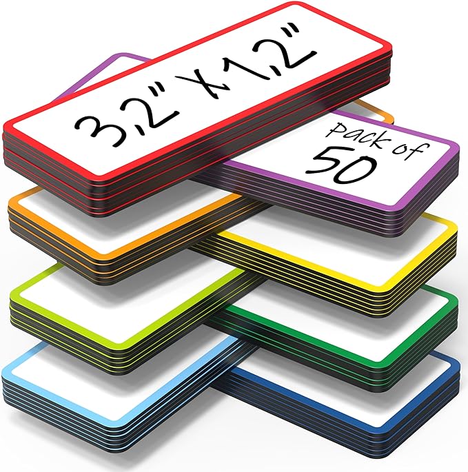 50 Pack Dry Erase Magnetic Labels 3.2x1.2 in by Juzari