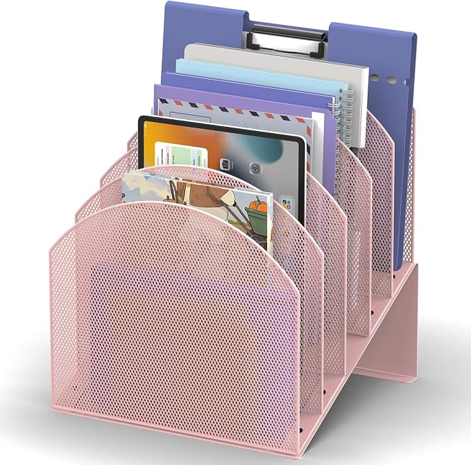 File Organizer for Desk, 5-Section Mesh Mail Holder, mail organizer and folder by Unknown